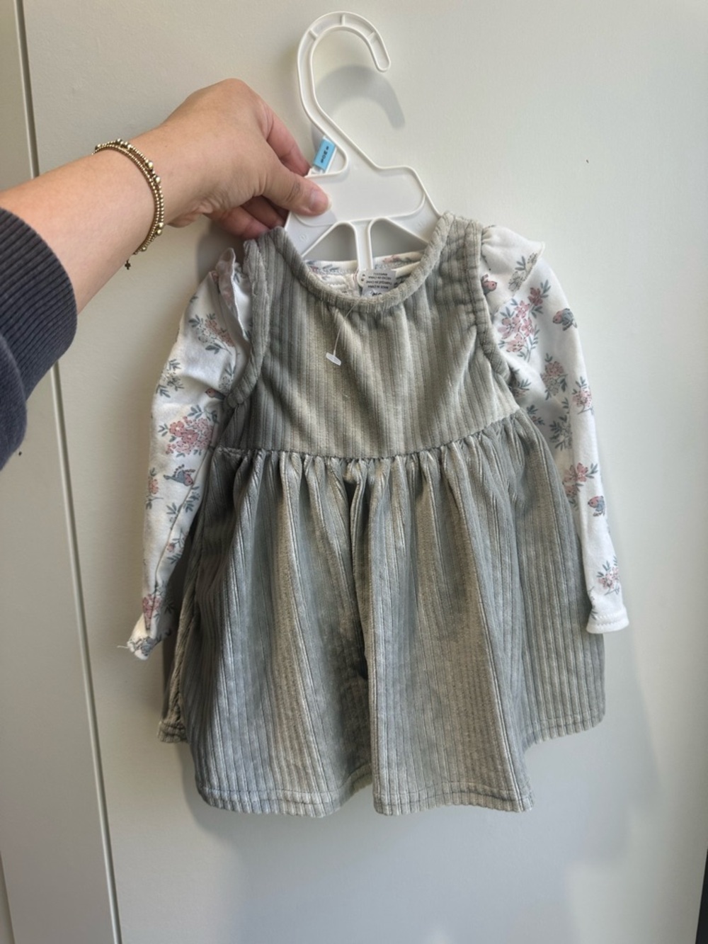 Baby Essentials Corduroy Dress with Floral Long-Sleeve Top - Picture 3 of 9